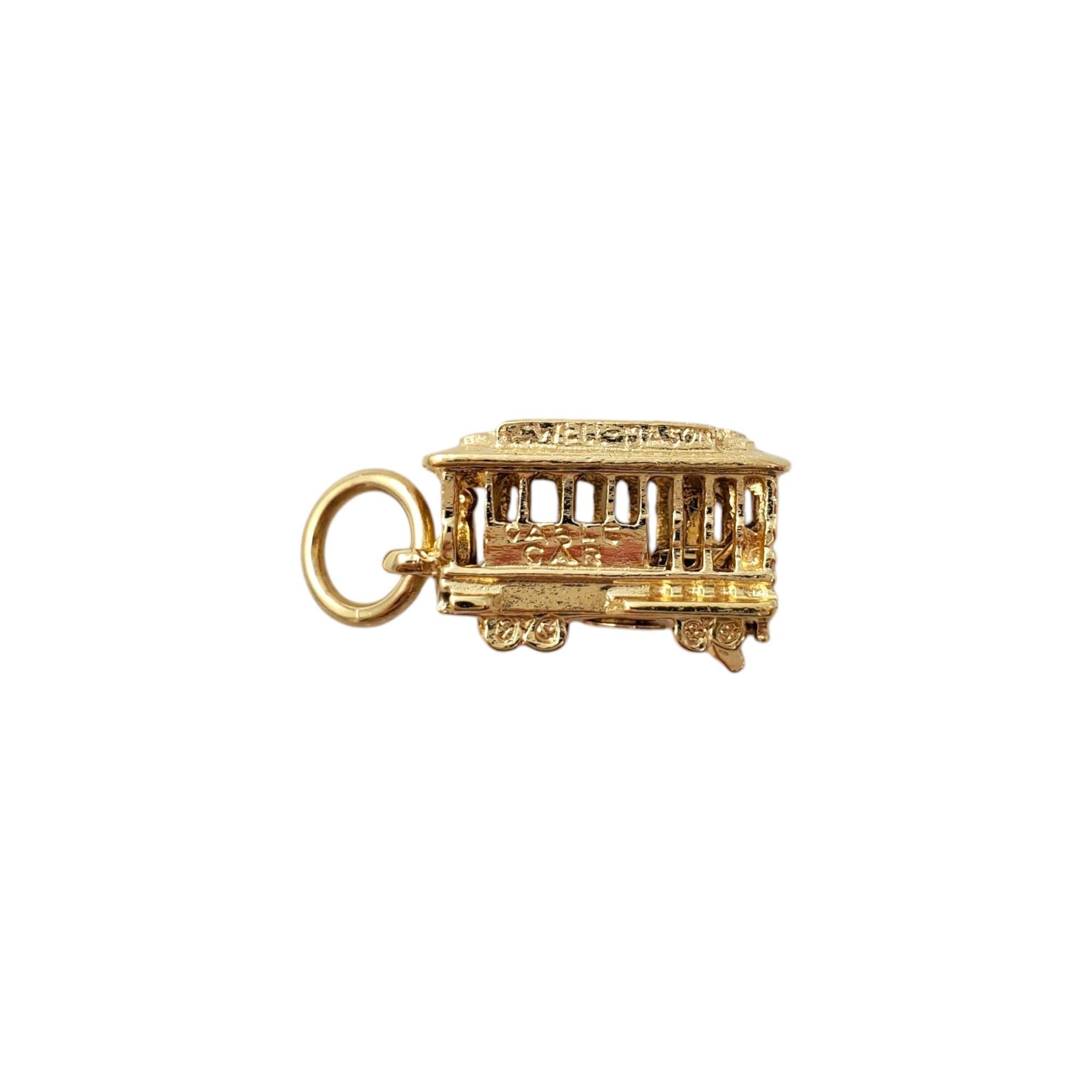 Vintage 14K Yellow Gold Trolley Charm - 

This Powell-Mason trolley charm is crafted in meticulously detailed 14K yellow gold.
 
Size: 15.64mm X 9.69mm

Weight: 2.6dwt. / 4.0 gr.

Marked:  14K Crea

Very good condition, professionally