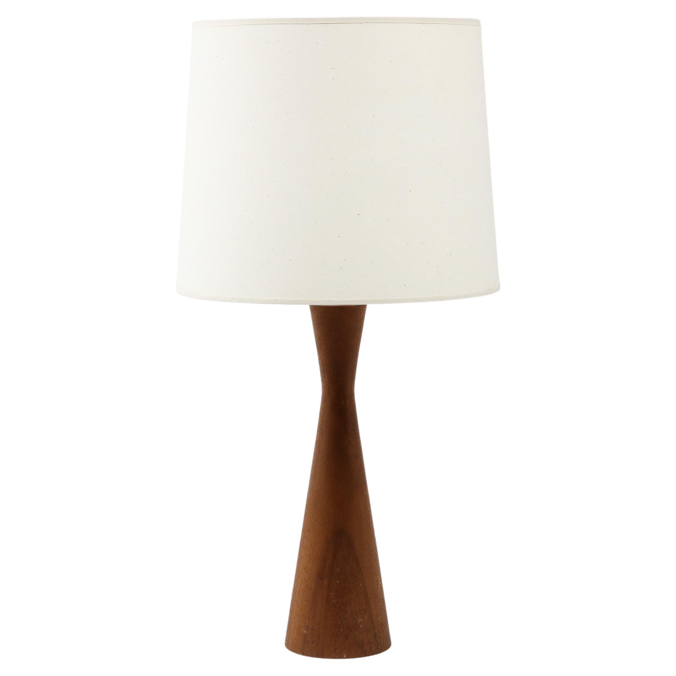 Powell Style Teak Table Lamp, USA 1960's For Sale