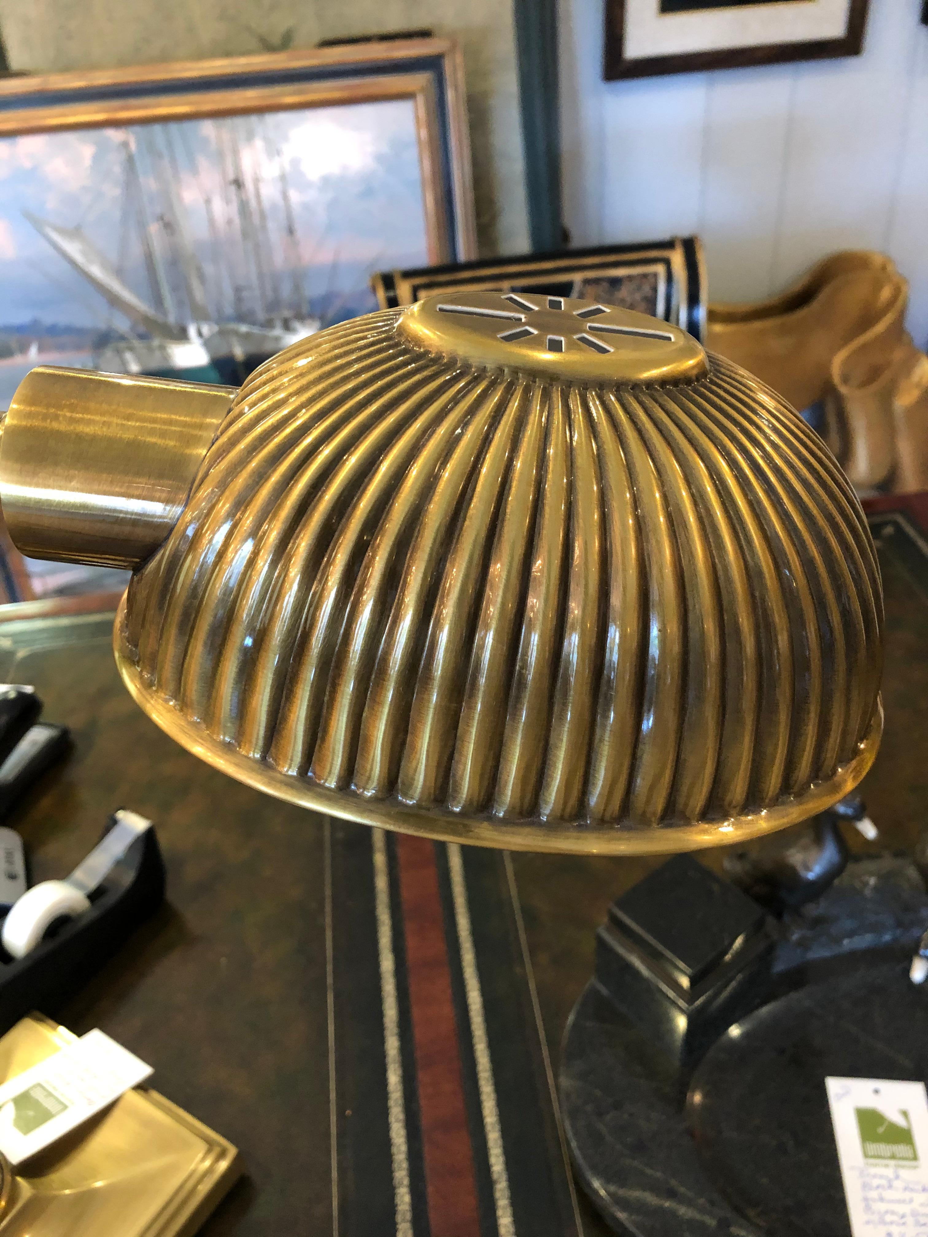 Power Broker Antiqued Brass and Leather Desk Lamp 2