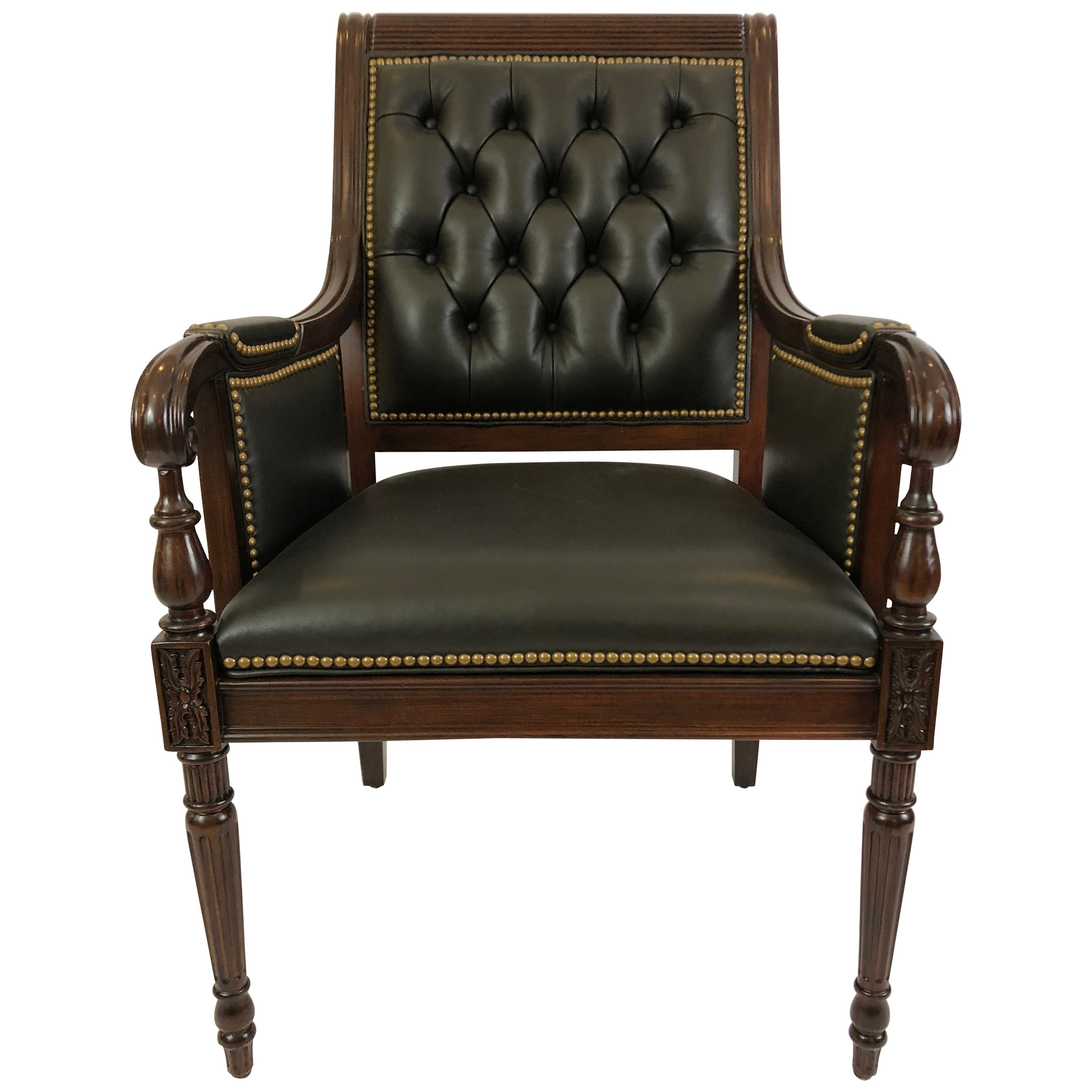 Power Broker Rich Hancock & Moore Leather and Mahogany Armchair