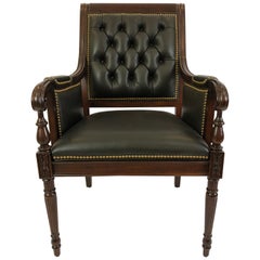 Used Power Broker Rich Hancock & Moore Leather and Mahogany Armchair