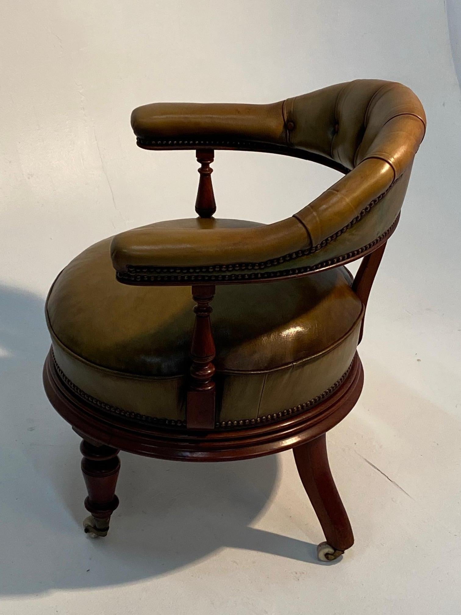 Power Broker Rotating English Leather Library or Desk Chair 3