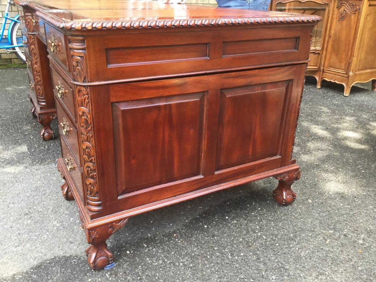Power Broker Vintage Mahogany Partner's Desk 1