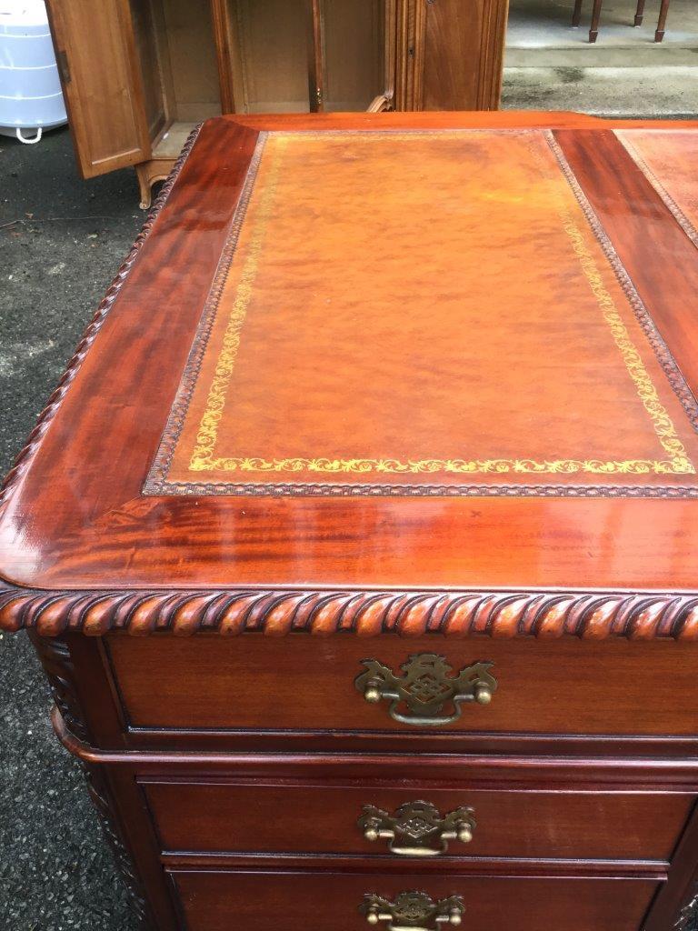 Power Broker Vintage Mahogany Partner's Desk 2