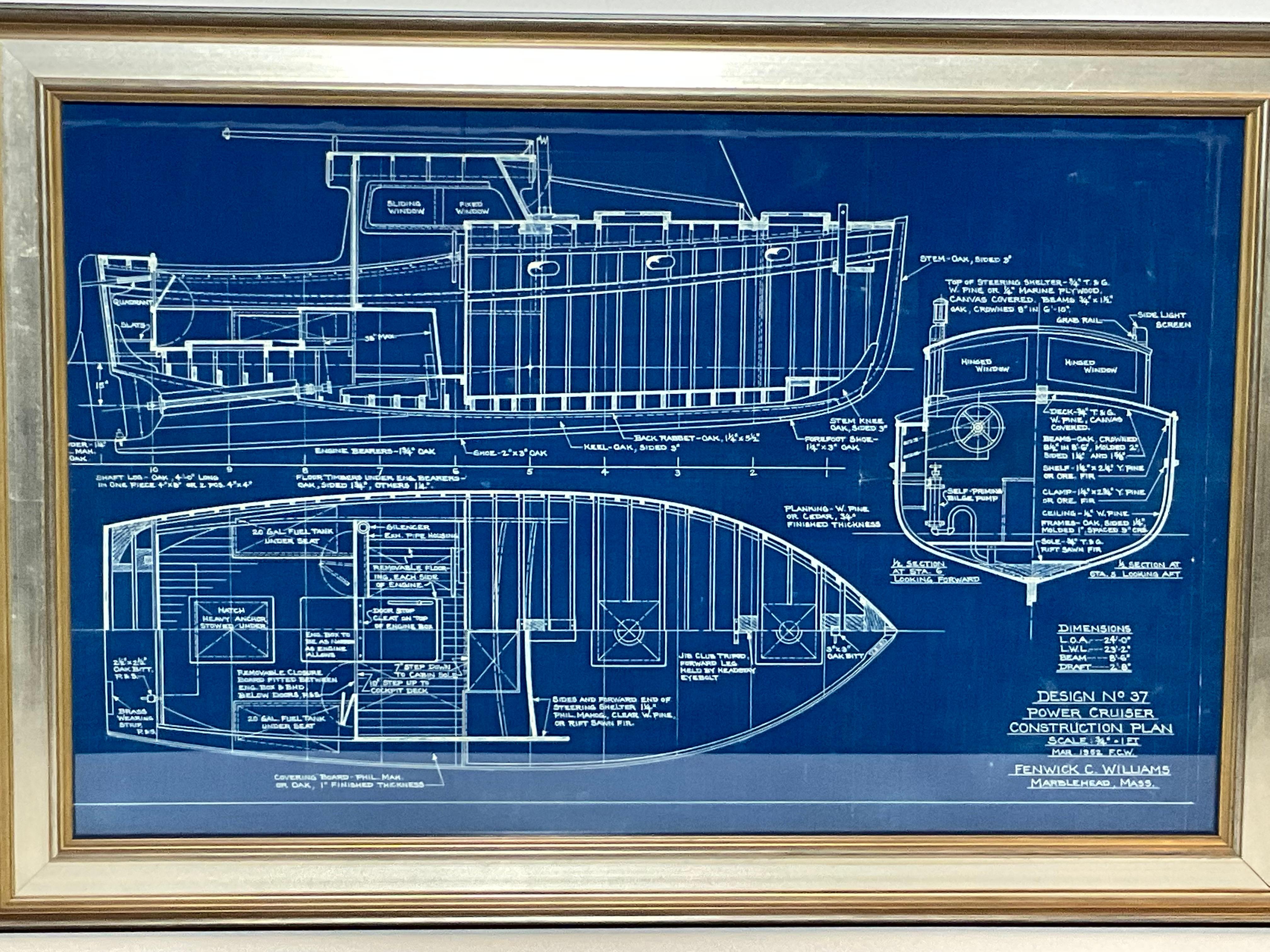 Paper Power Cruiser Yacht Blueprint from Marblehead For Sale