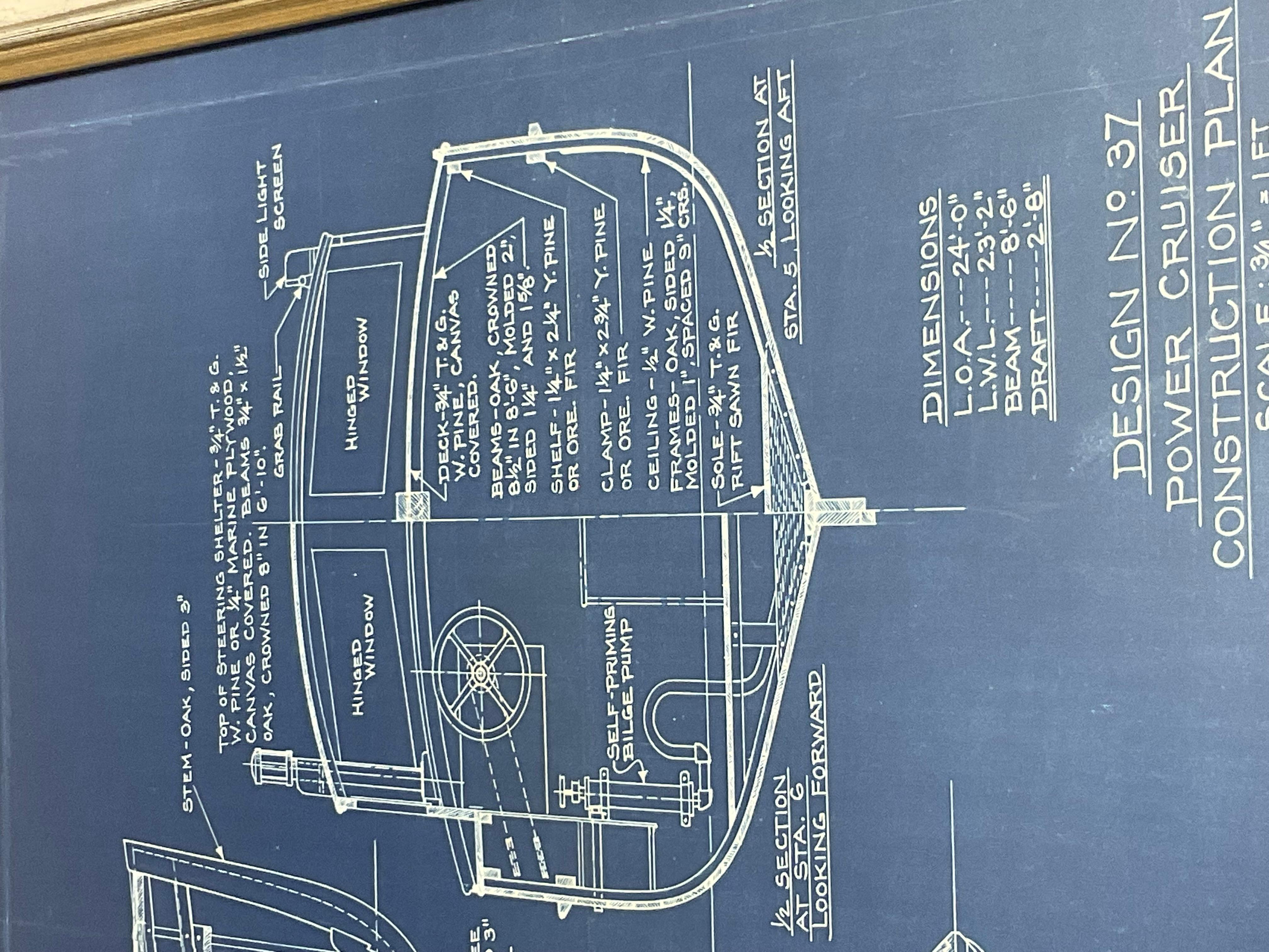 Blueprint du yacht Power Cruiser de Marblehead en vente 2