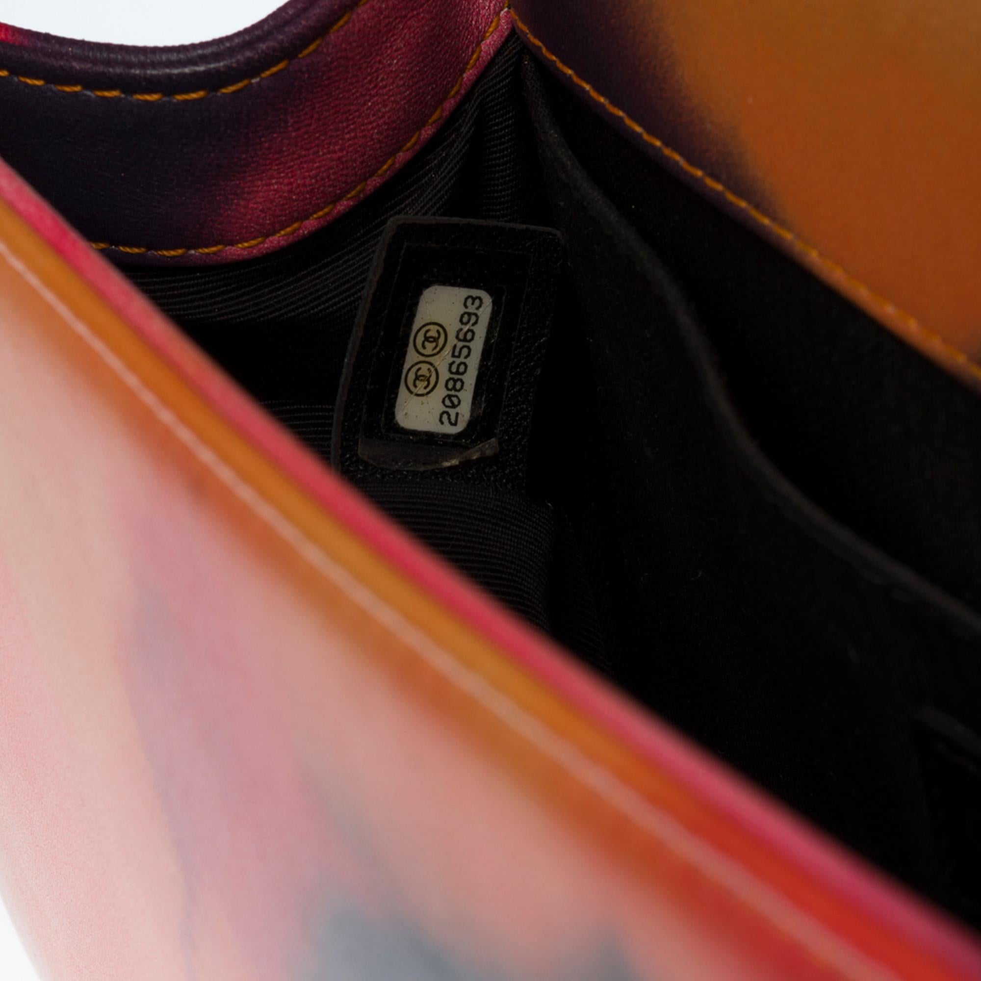 Power Flower Chanel Boy Old medium shoulder bag in multicolor leather, SHW 2