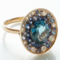 Power of Magic Ring in Mystic Blue Colors with Blue Topaz, Saphire and Diamonds
