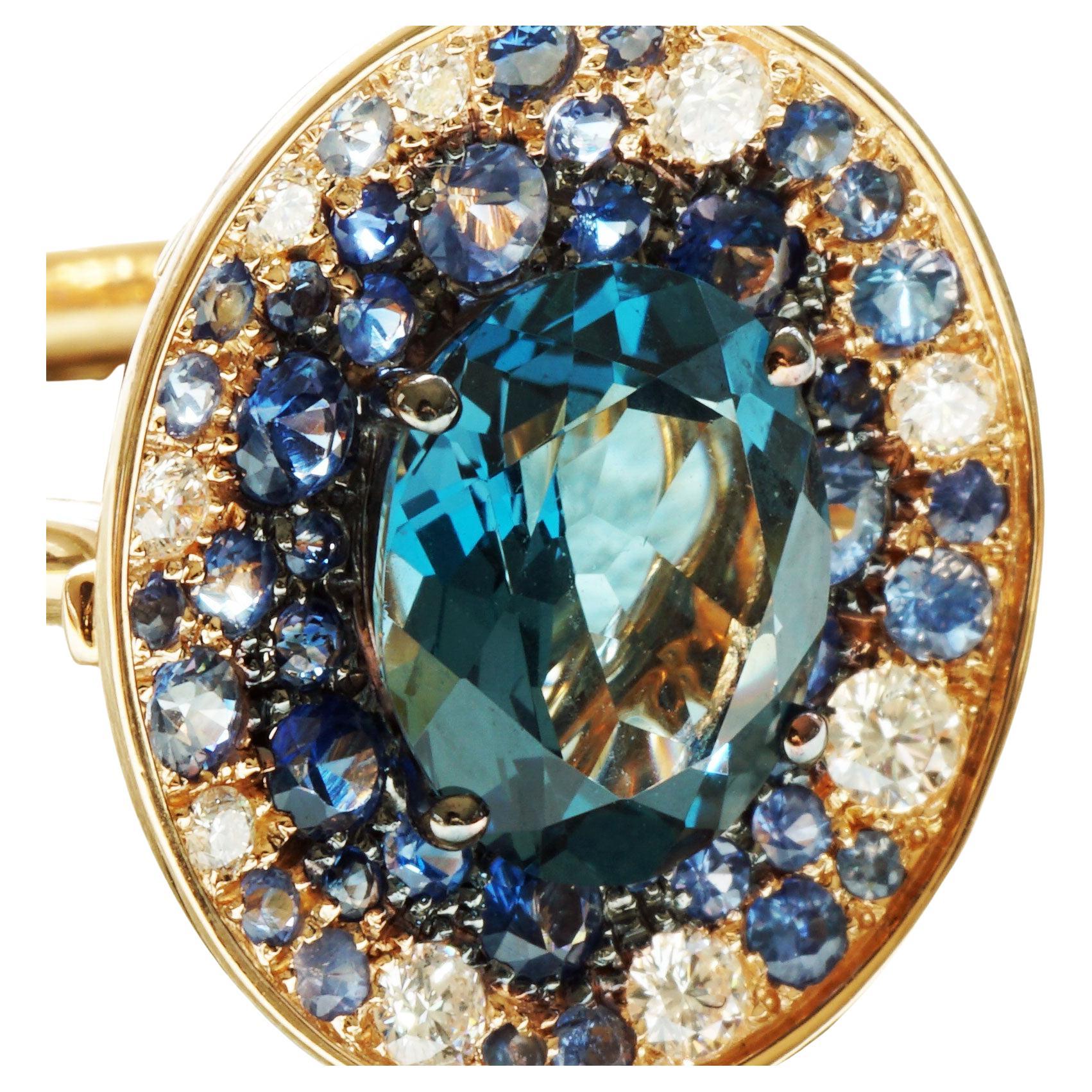 Power of Magic Ring in Mystic Blue Colors with Blue Topaz, Saphire and Diamonds For Sale