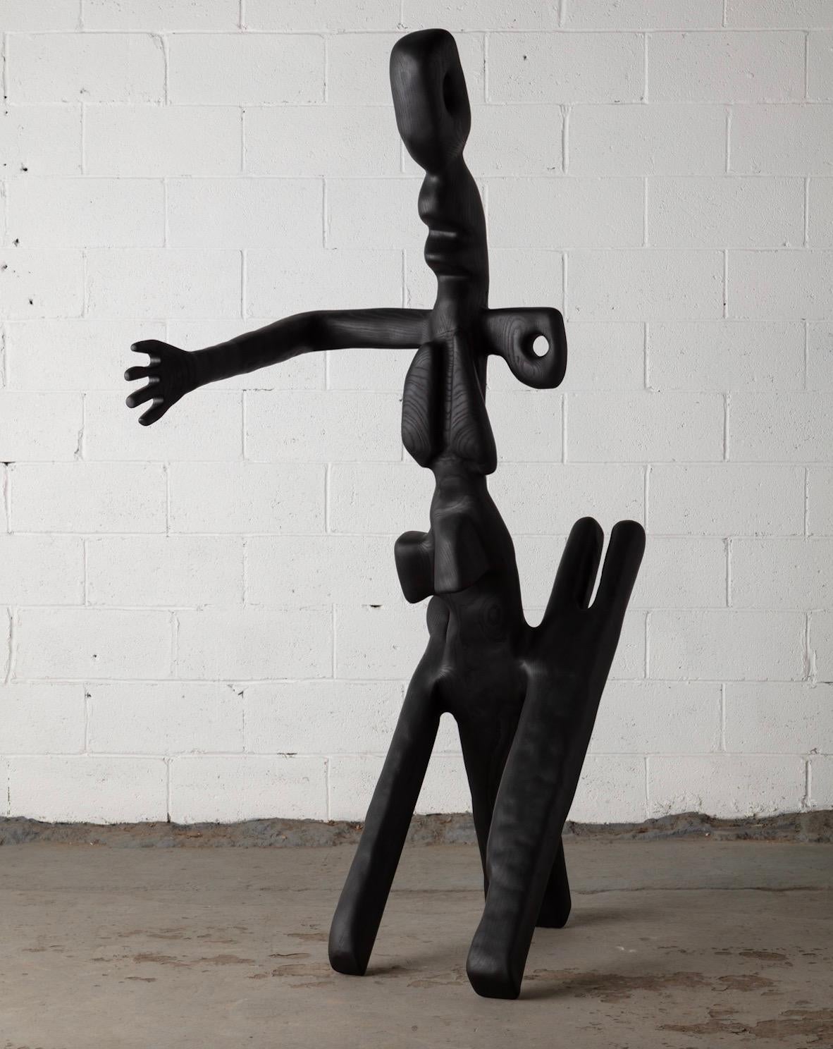 American Organic Hand Carved Oiled Black Walnut Sculpture by Casey McCafferty For Sale