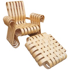 Power Play Sessel und Fußhocker von Frank Gehry für Knoll