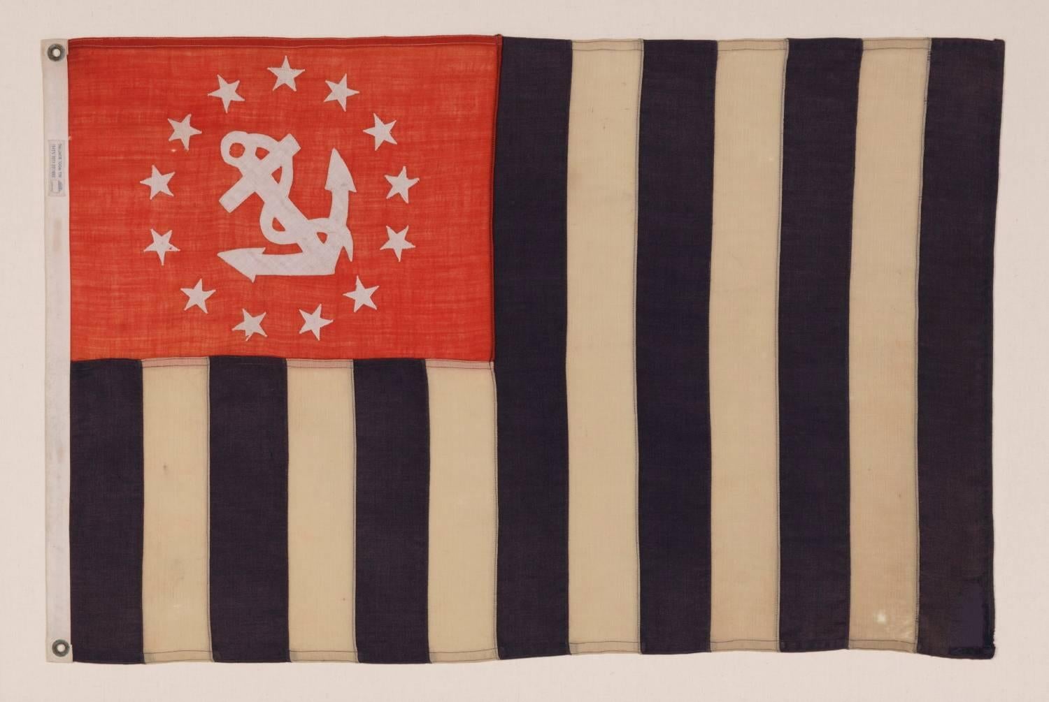 POWER SQUADRONS ENSIGN, MADE BY ANNIN IN NEW YORK CITY, 1914-1920's:

The Power Squadron of the Boston Yacht Club was formed in 1914. It was the first organization in the new sport of power boating and was dedicated to educating and training power
