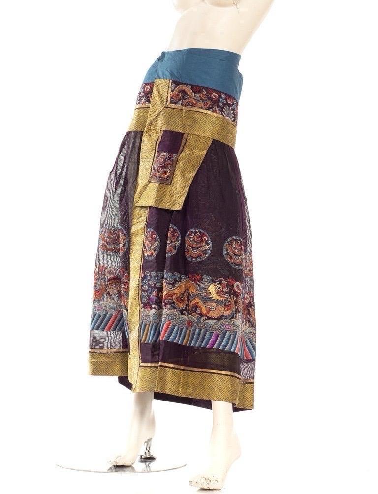 Powered Blue Multicolored Chinese Skirt For Sale 2