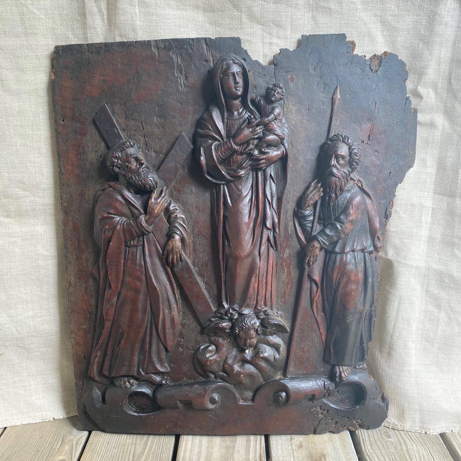 Powerful 18th Century Bas Relief Baroque Religious Plaque  For Sale 5