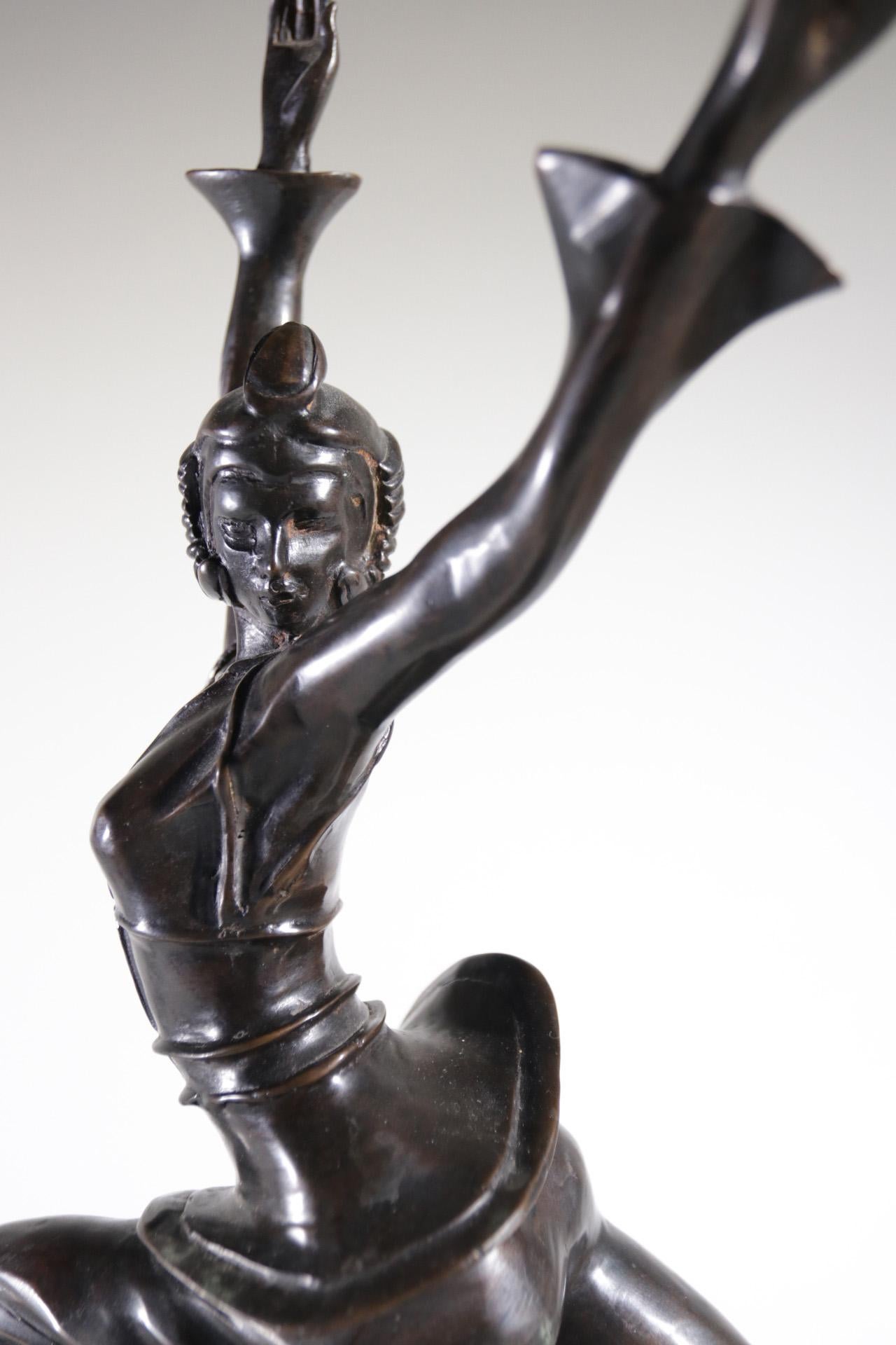 Powerful Art Deco Bronze Sculpture of a Woman, J. Moigniez, circa 1930 3