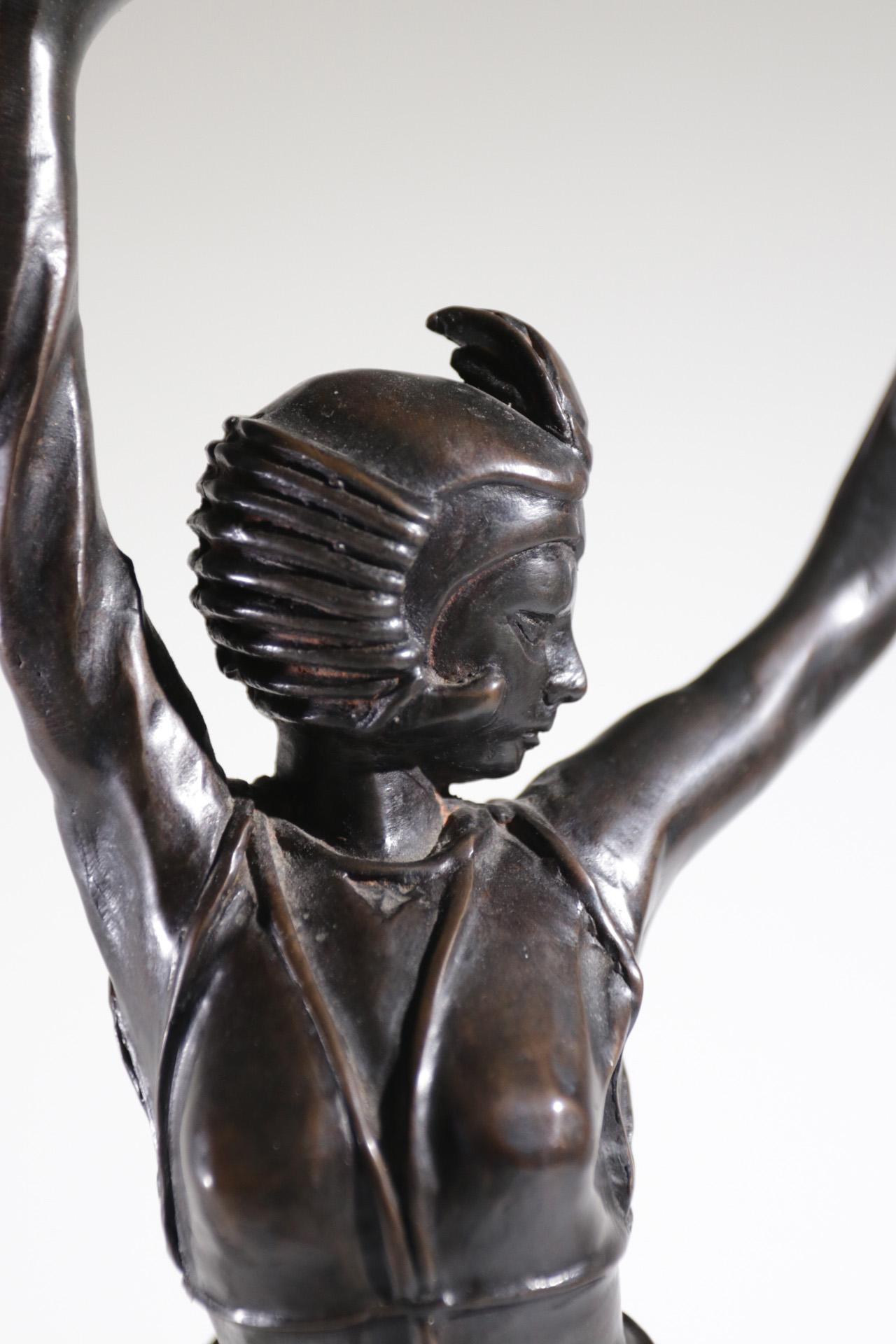 Mid-20th Century Powerful Art Deco Bronze Sculpture of a Woman, J. Moigniez, circa 1930