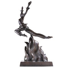 Powerful Art Deco Bronze Sculpture of a Woman, J. Moigniez, circa 1930