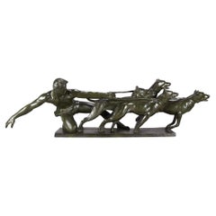 Vintage Powerful Art Deco Bronze Study "The Release" by Alexandre Kelety