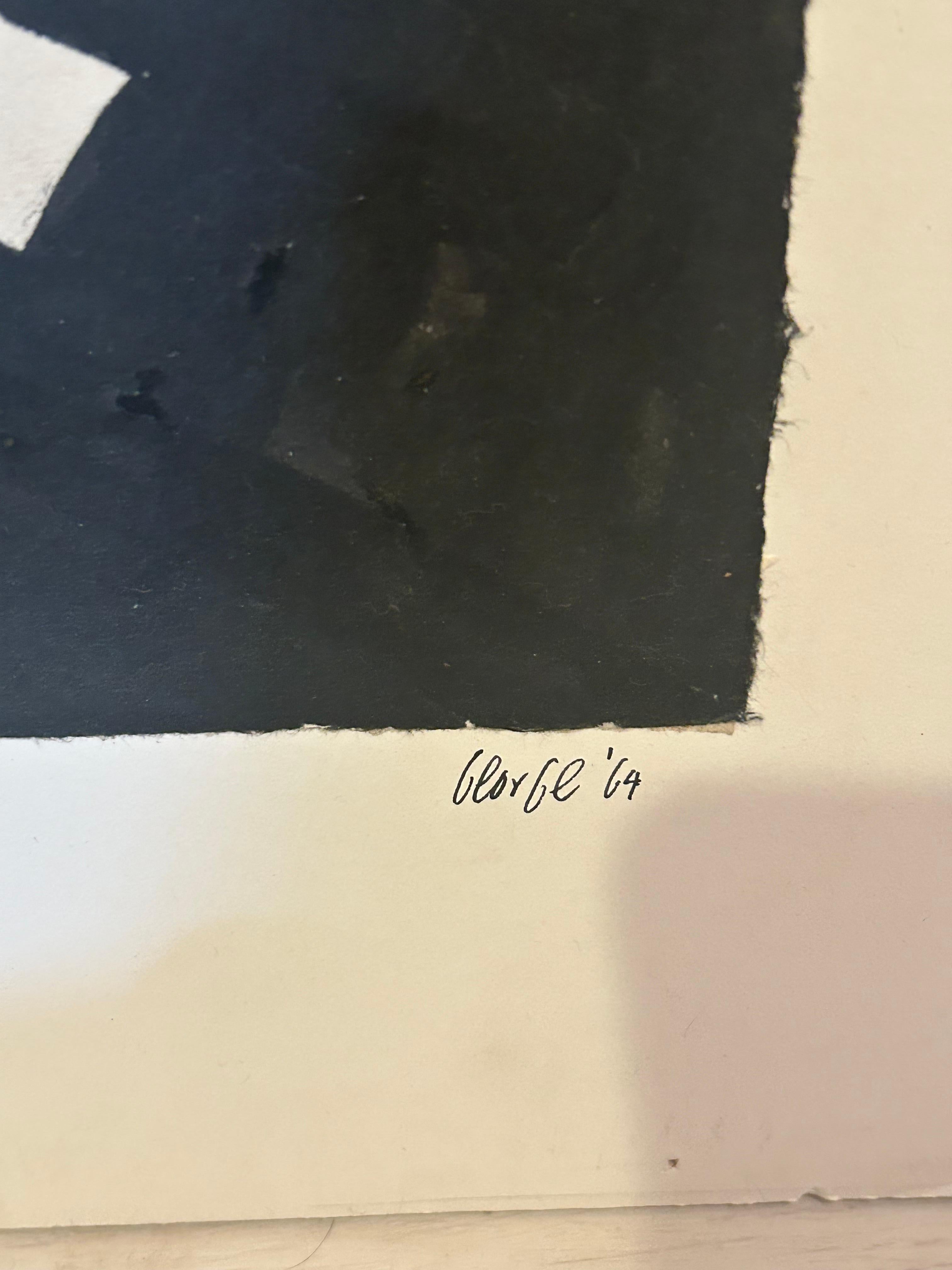 Kraftvolle Schwarz-Weiß-Malerei auf Papier von Thomas George (Nordamerikanisch) im Angebot