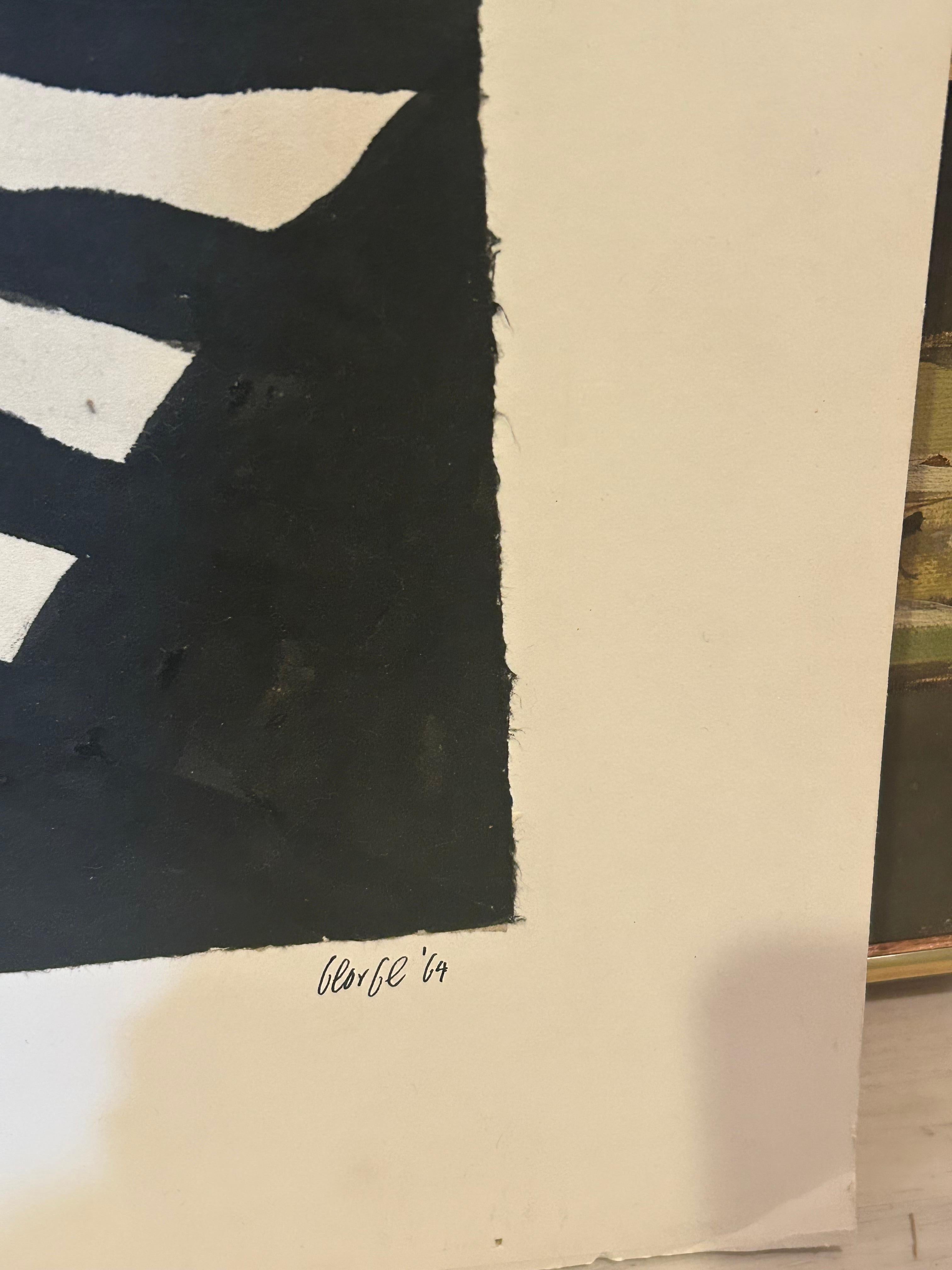 Kraftvolle Schwarz-Weiß-Malerei auf Papier von Thomas George im Zustand „Gut“ im Angebot in Hopewell, NJ