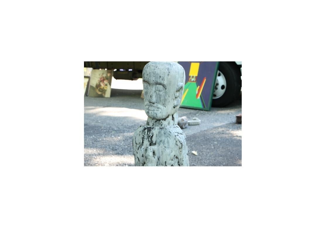Tribal Powerful Carved and Painted Figural Sculpture/ New Guinea For Sale