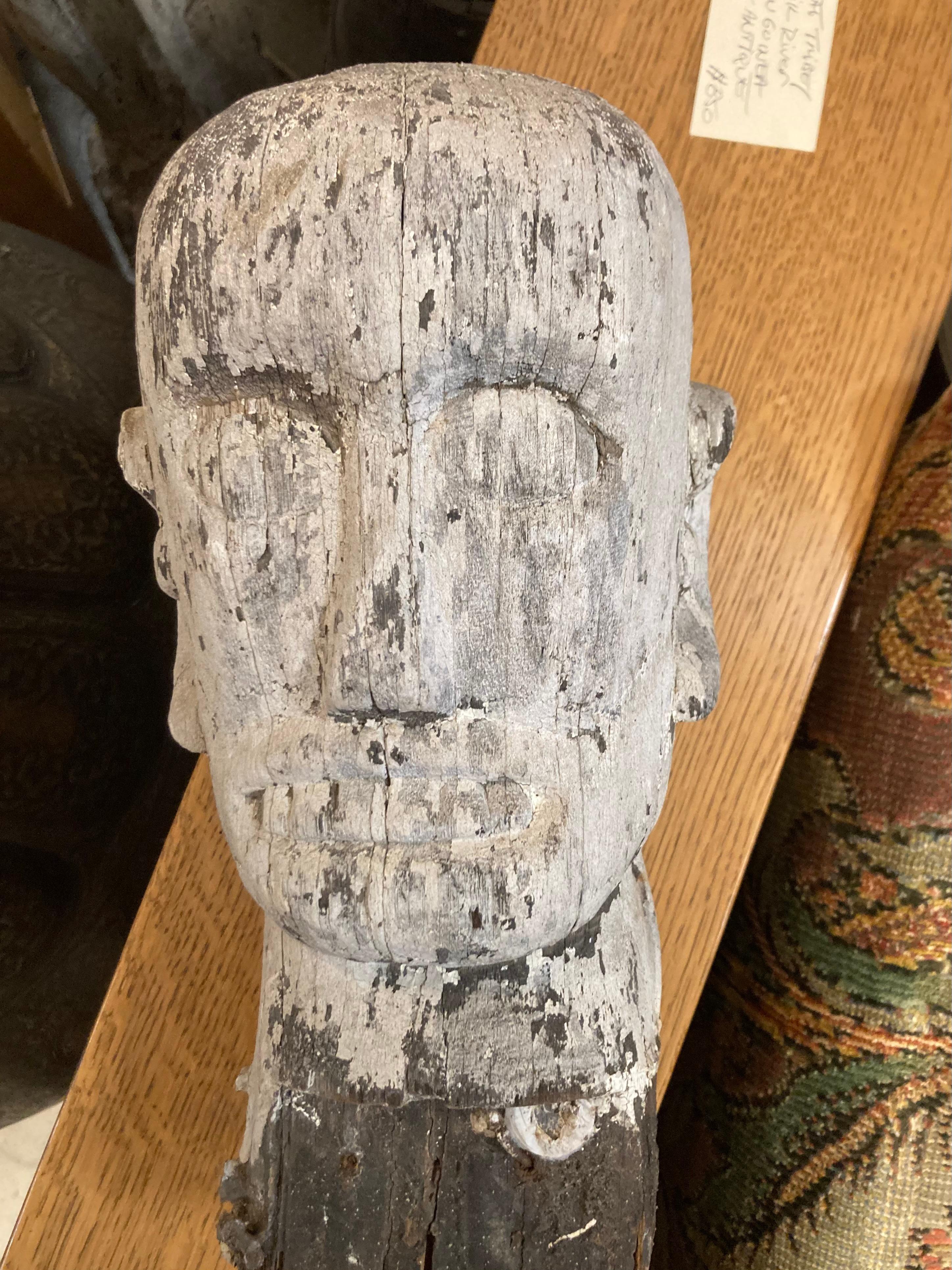 Powerful Carved and Painted Figural Sculpture/ New Guinea For Sale 1