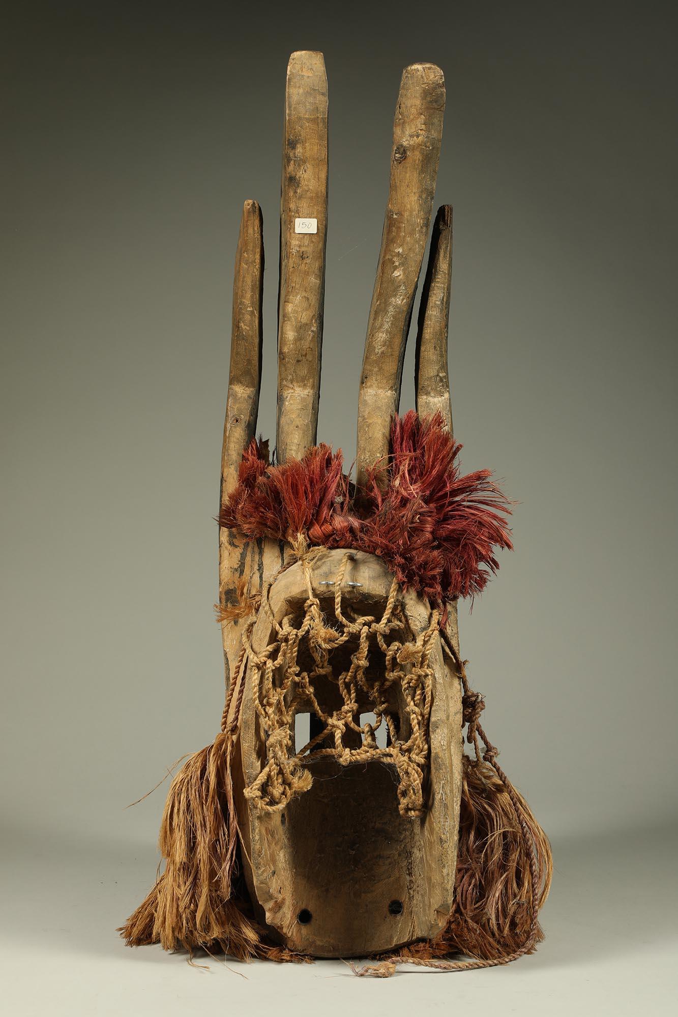 Powerful Kubistische Dogon Antelope Maske Raffia Mali Westafrika Große vertikale Augen (20. Jahrhundert) im Angebot
