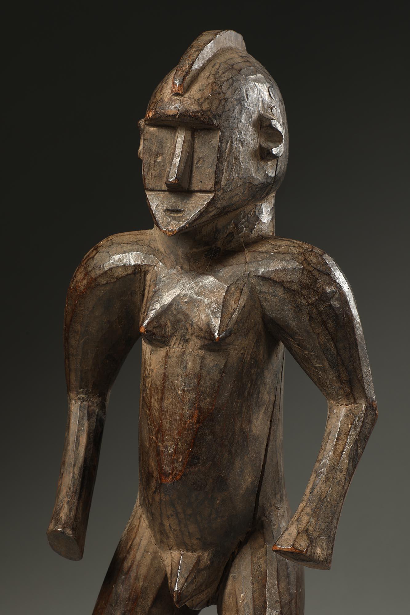 Mächtige frühe Classic Cubist Wood Standing Bobo Fing Figur Afrika Ex J. Willis im Angebot 1