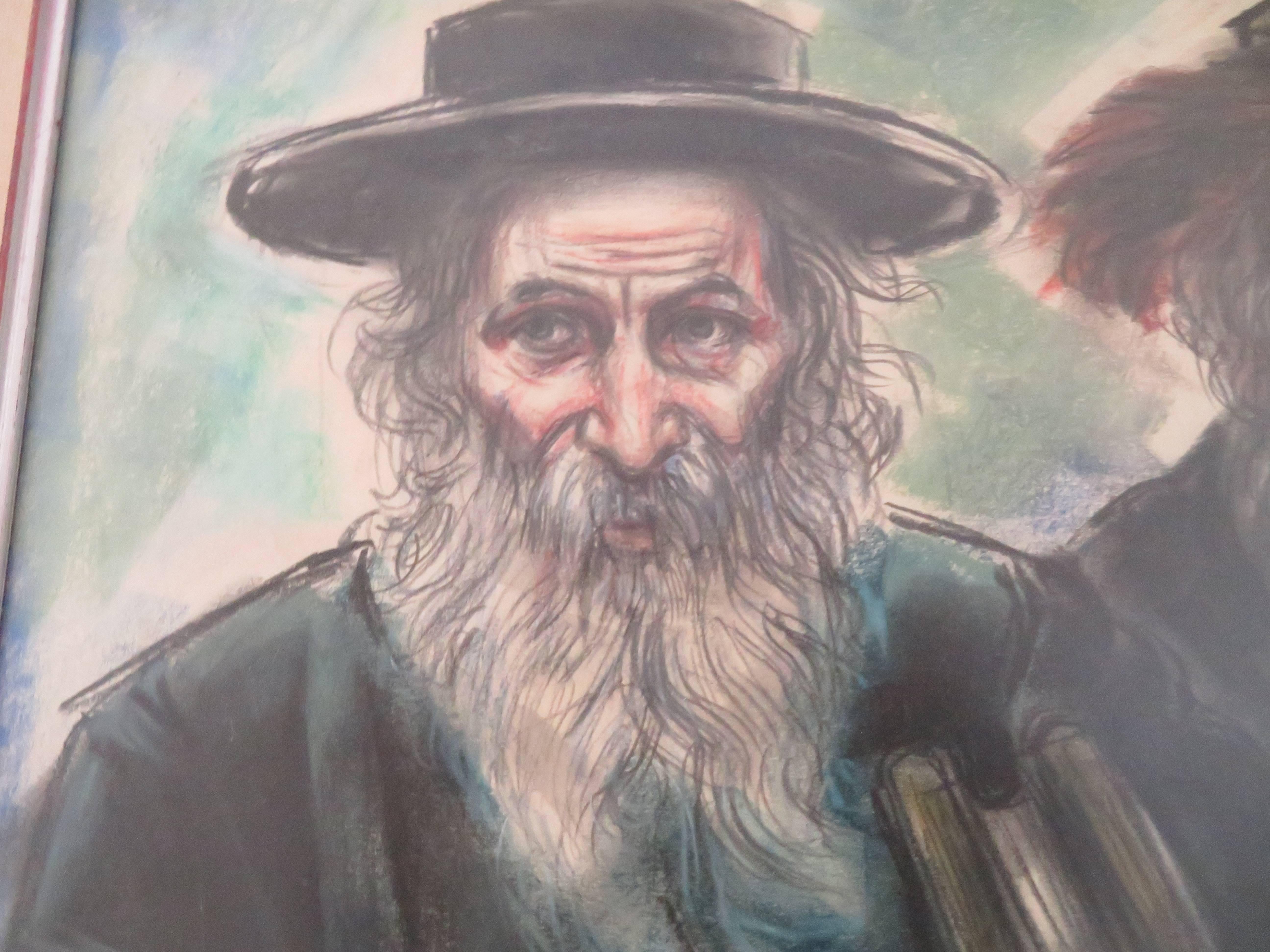 Wonderful Freda L. Reiter pastel sketch of two Rabbis, a favourite subject matter of the artist-signed and dated 1976.
Freda L. Reiter was a courtroom sketch artist and did art for the Philadelphia Inquirer and worked as a TV sketch artist. Showing