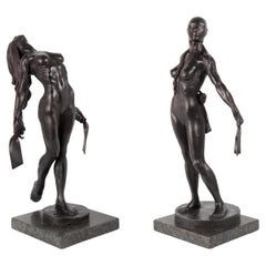 Powerful Hermanas: Elizabeth and Irene, Female Nude Bronze Pair by Dean Kugler