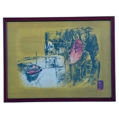 Powerful Hoi Lebadang Abstract Mid Century Lithograph Signed and Numbered