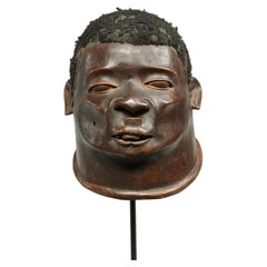 Powerful Makonde Portrait Helmet Mask Lip Plug Tanzania Early 20th Century