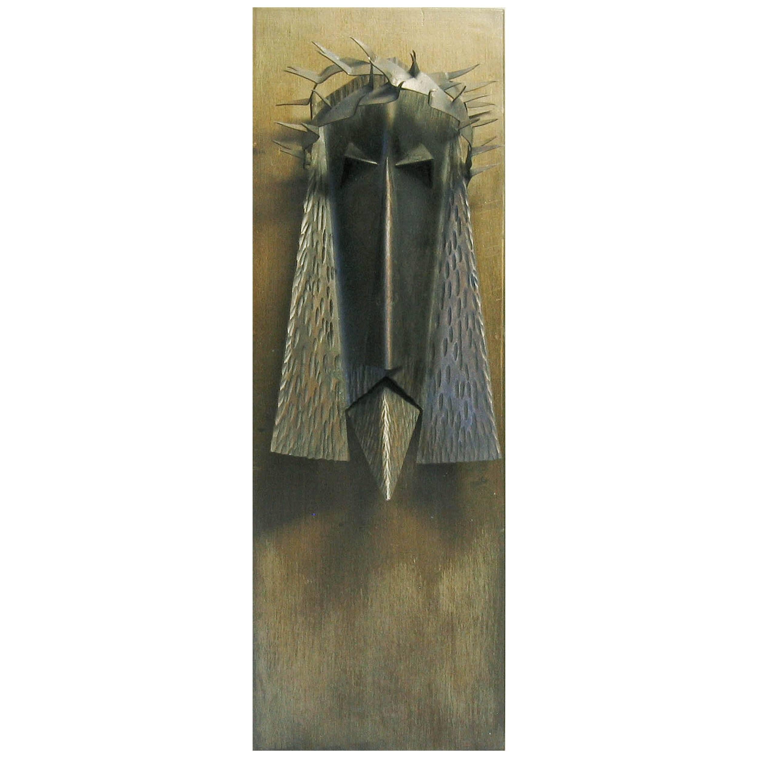 Powerful Modernist Welded Iron Head of Jesus Christ
