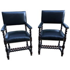 Powerful Pair of Mahogany Barley Twist Armchairs