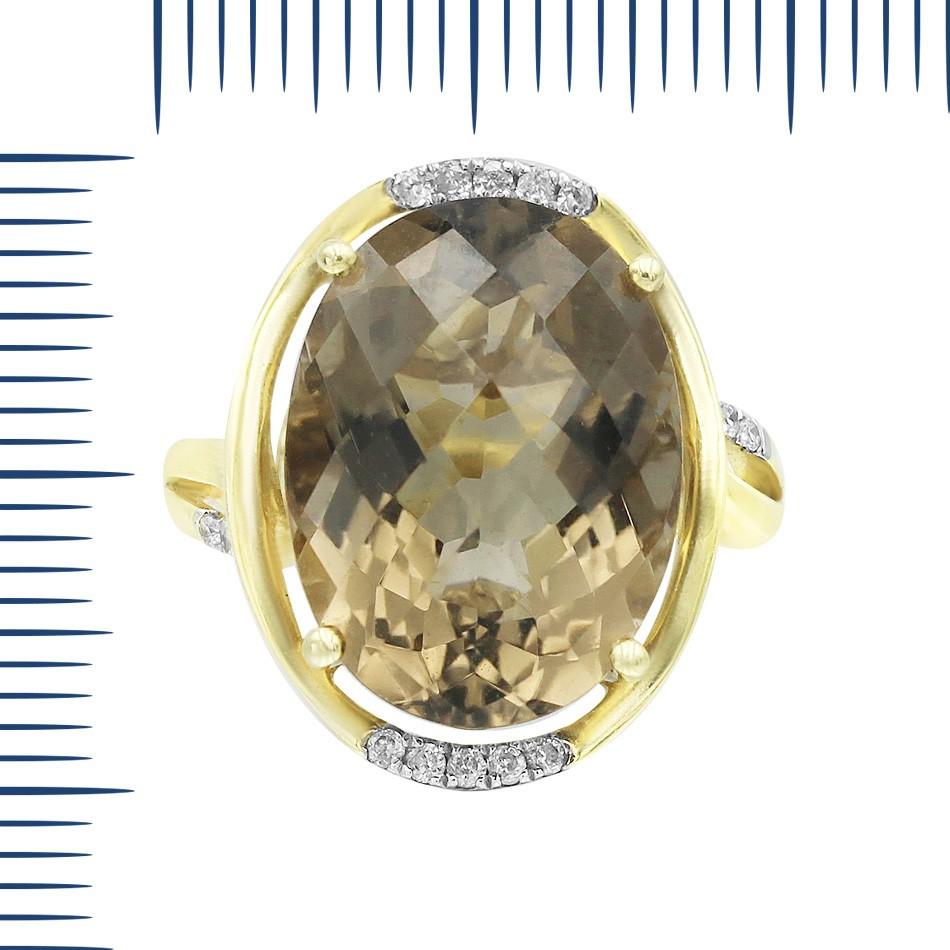 Ring Yellow Gold 14 K 

Diamond 16-RND 57-0,12-5/7A 
Quartz 1-Oval-5,63 2/1A
Diamond 1-Кр57-8.89-5/7A
Weight 5.16 grams
Size 16 (adjustable) 

With a heritage of ancient fine Swiss jewelry traditions, NATKINA is a Geneva based jewellery brand, which