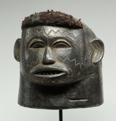 Powerful Scarified Makonde Portrait Helmet Mask Tanzania, Early 20th C Africa