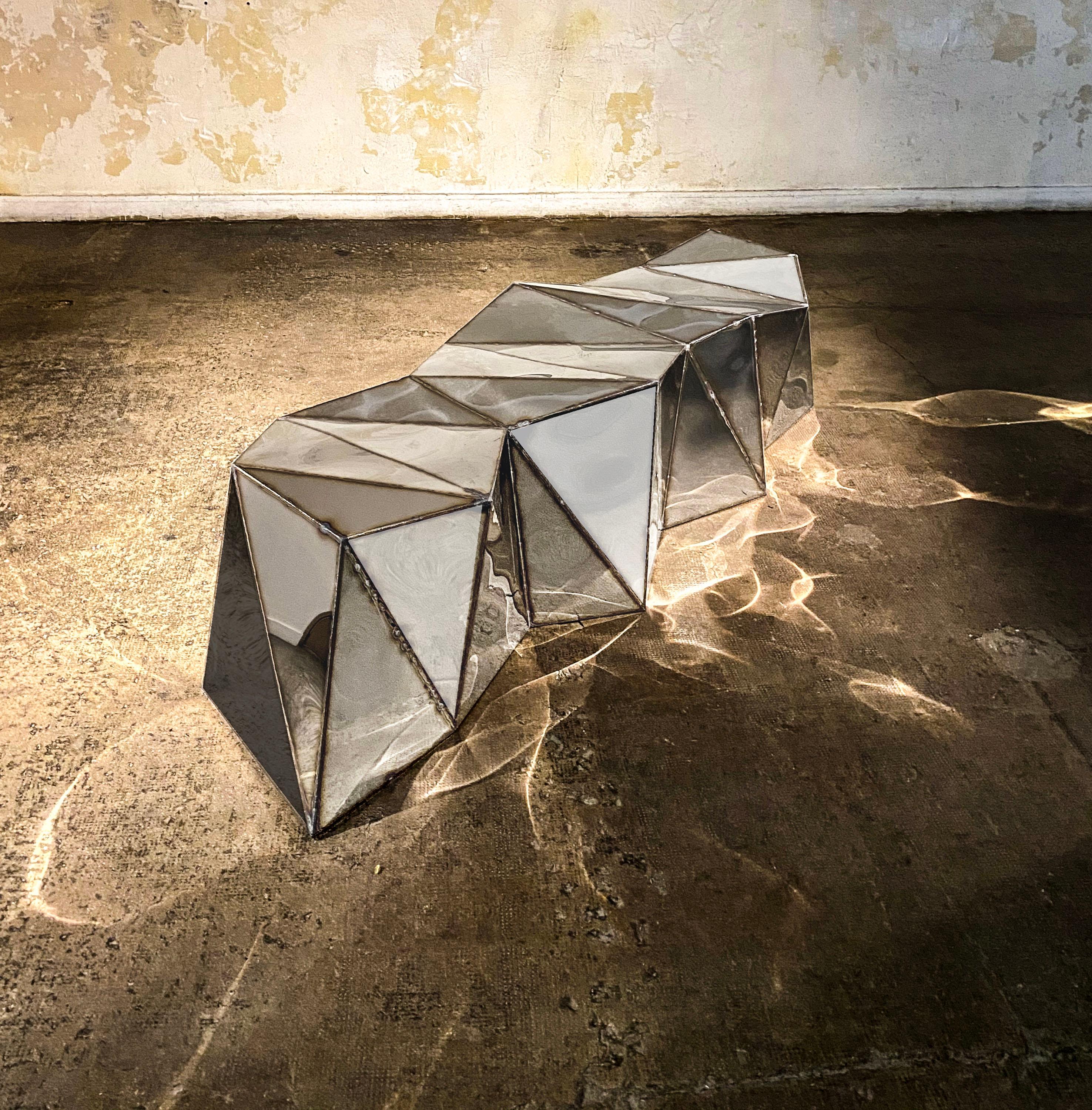 Powerlines Bench in Welded Mirror-Polished Stainless Steel by Julian Mayor For Sale 5