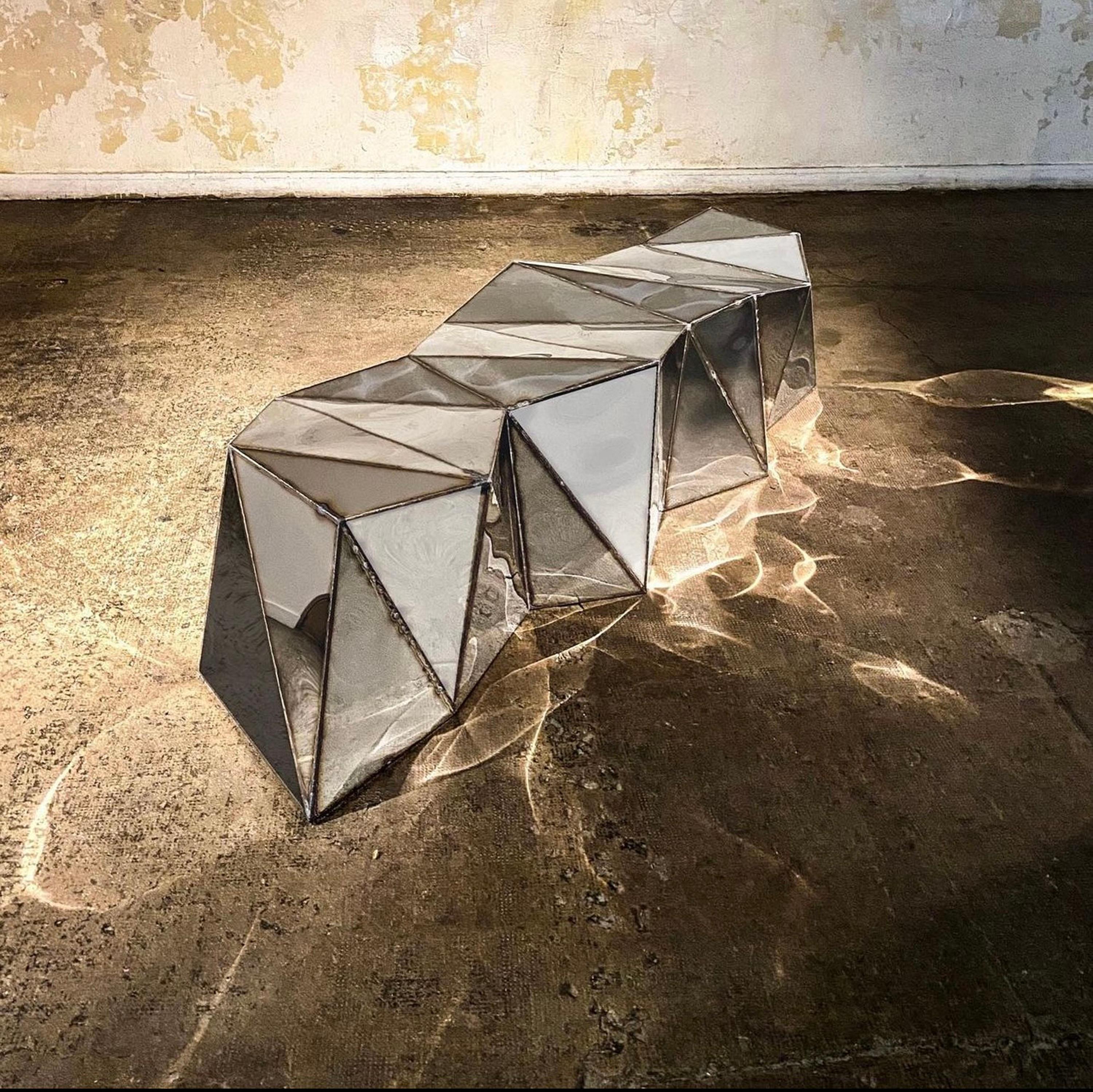 Powerlines Bench in Welded Mirror-Polished Stainless Steel by Julian Mayor For Sale 12