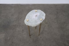 'Powers of 10' Agate Cocktail Table W/ Solid Polished Brass Legs