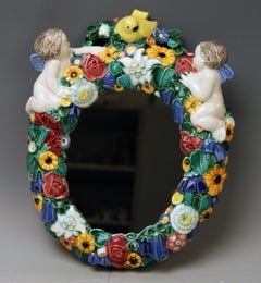 Powolny Michael Art Nouveau Vienna Wall Mirror Cherubs Flowers Model 287 GK 1920