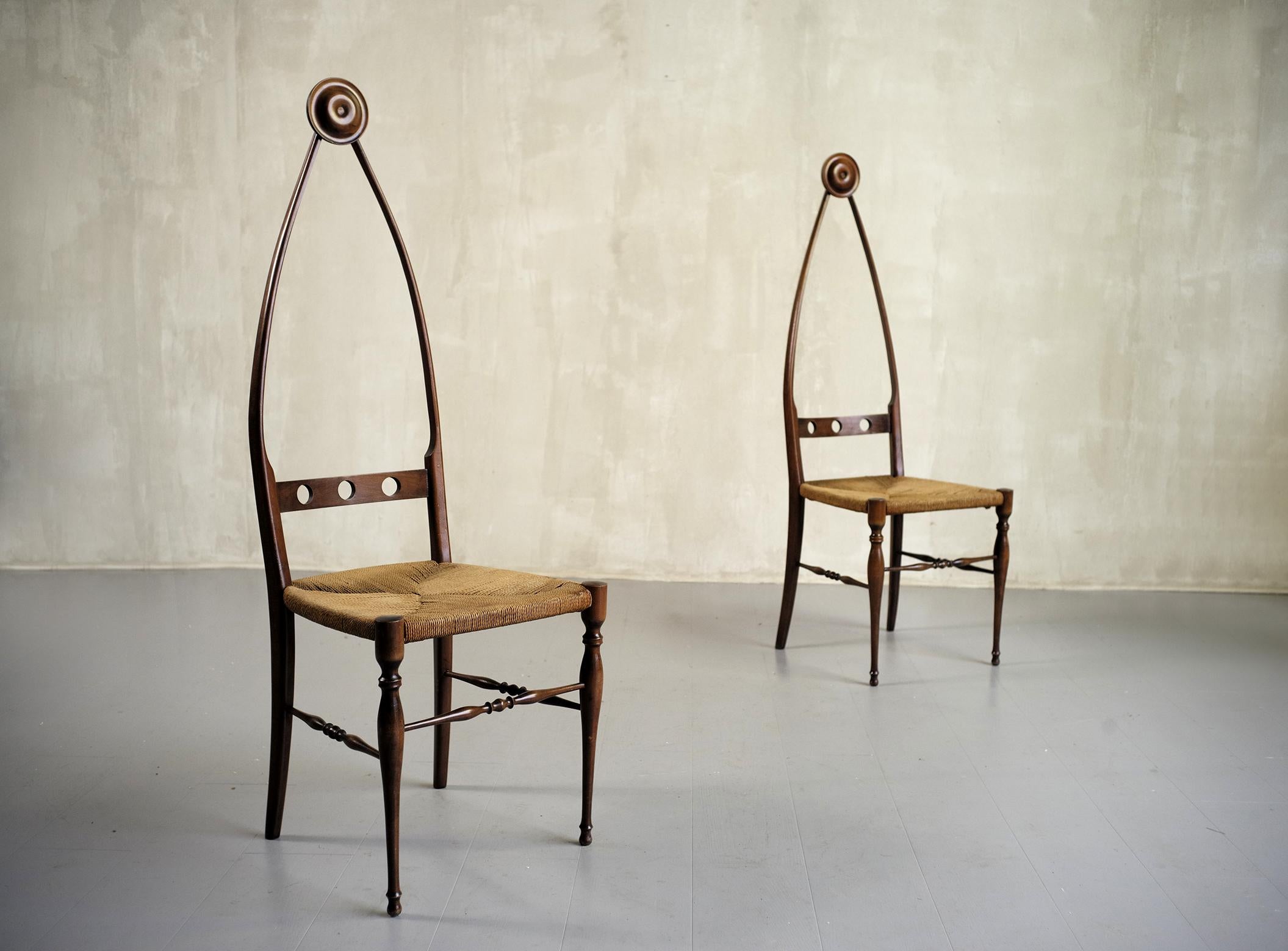 Italian Pozzi and Verga, Pair of Chairs, Italy, 1950