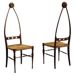 Antique Pozzi and Verga, Pair of Chairs, Italy, 1950