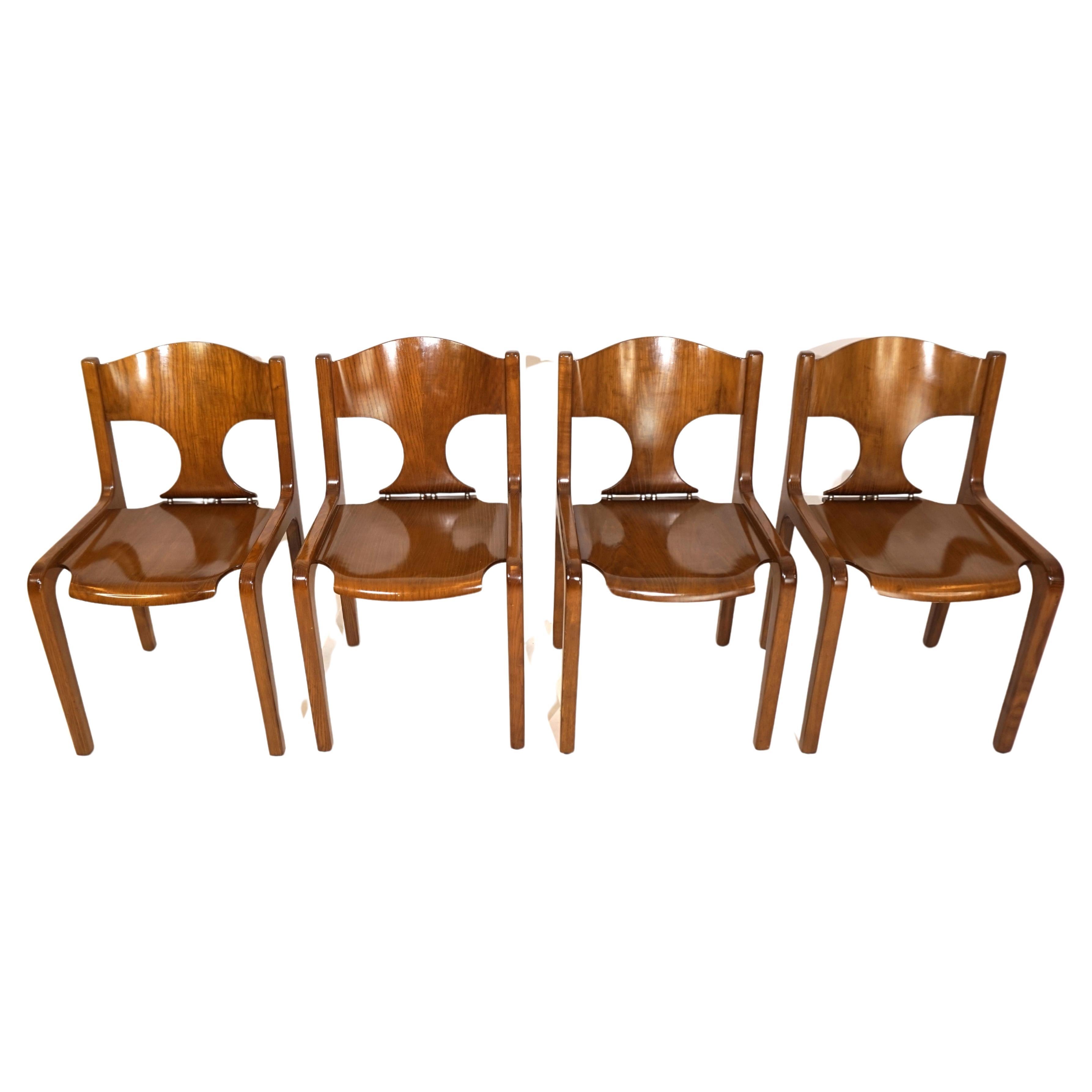 Pozzi dining chairs set of 4 by Augusto Savini For Sale