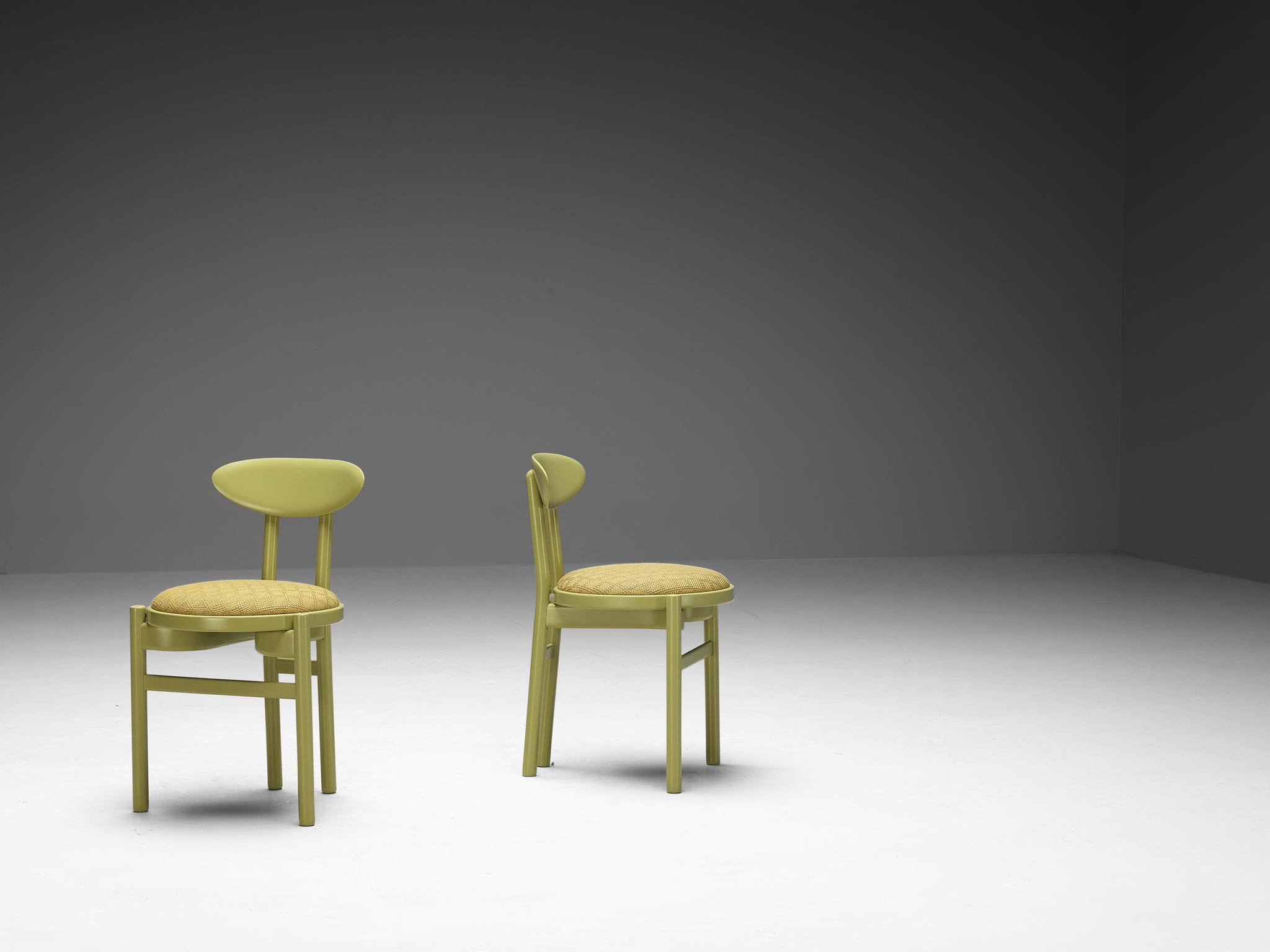 Mid-Century Modern Pozzi Italian Dining Chairs with Linden Green Wooden Frames