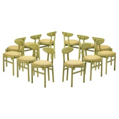 Pozzi Italian Dining Chairs with Linden Green Wooden Frames 
