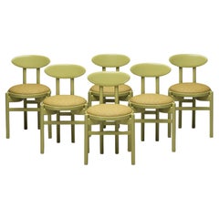 Pozzi Italian Dining Chairs with Linden Green Wooden Frames 