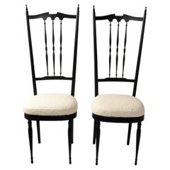 Pozzi & Verga Mid-Century Modern Sculptural Wooden Side Chairs Italy 1950, Pair