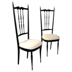 Pozzi & Verga Mid-Century Modern Sculptural Wooden Side Chairs Italy 1950, Pair