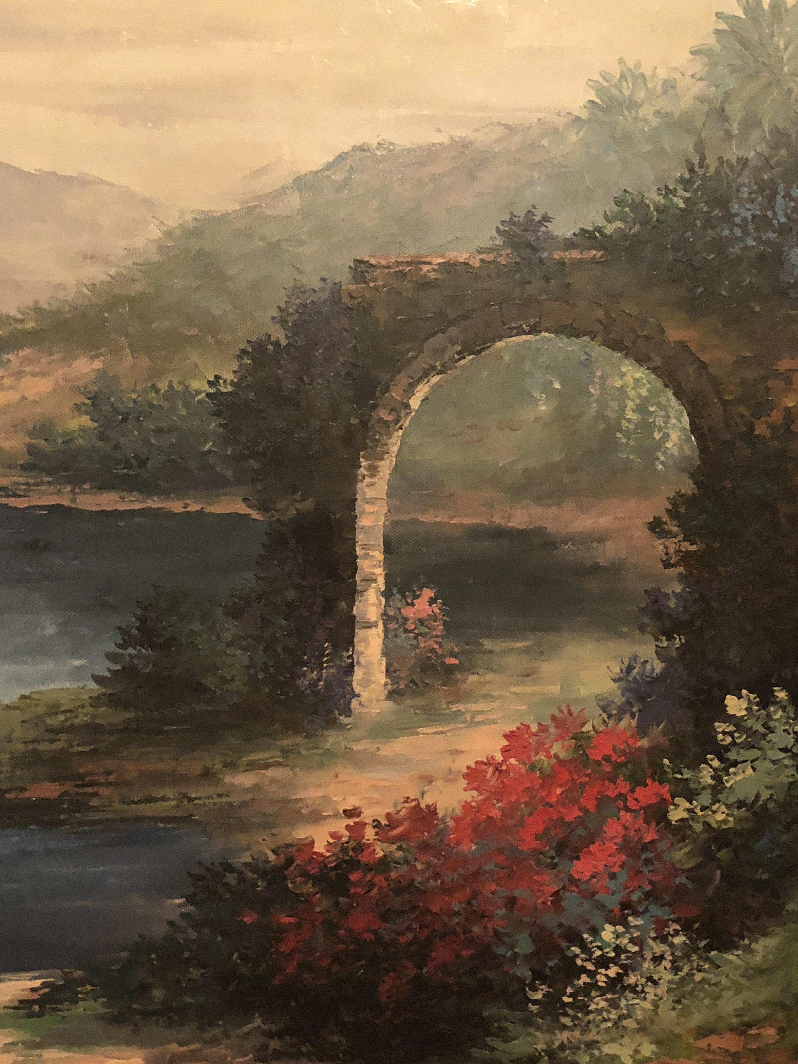 Peinture à l'huile sur toile Americana Landscape signée P. Paul, encadrée en vente 1
