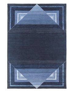 Blue PPF4 Papiroflexia Rectangular Rug in Hand-knotted Wool by Mohebban